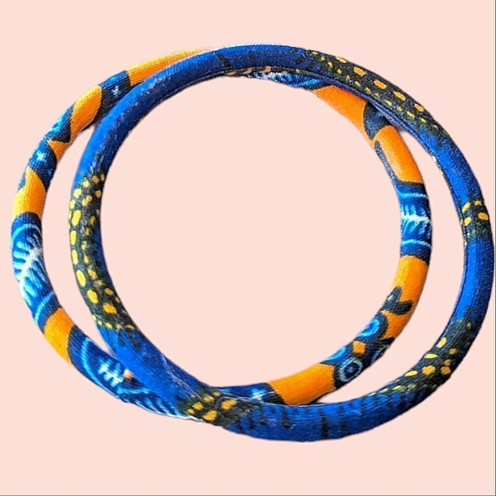 Fabric Wrapped Bangle Bracelets Set of 2